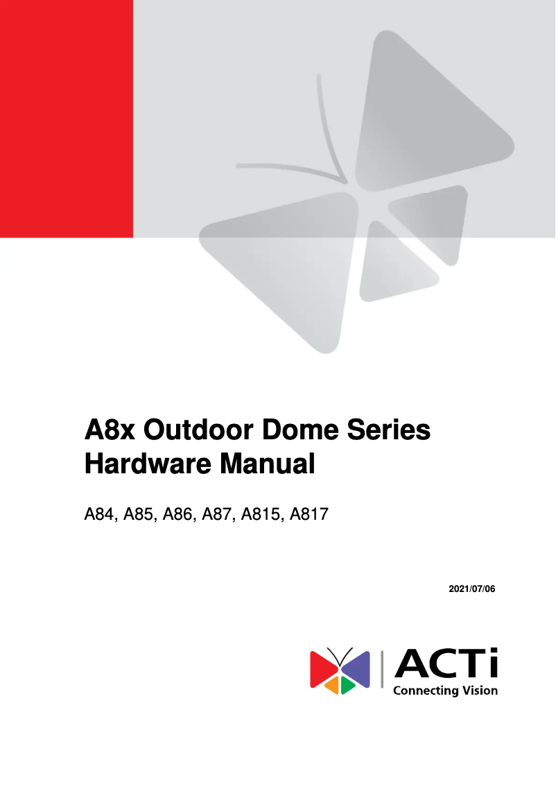 Image de la première page du manuel de l'appareil A86