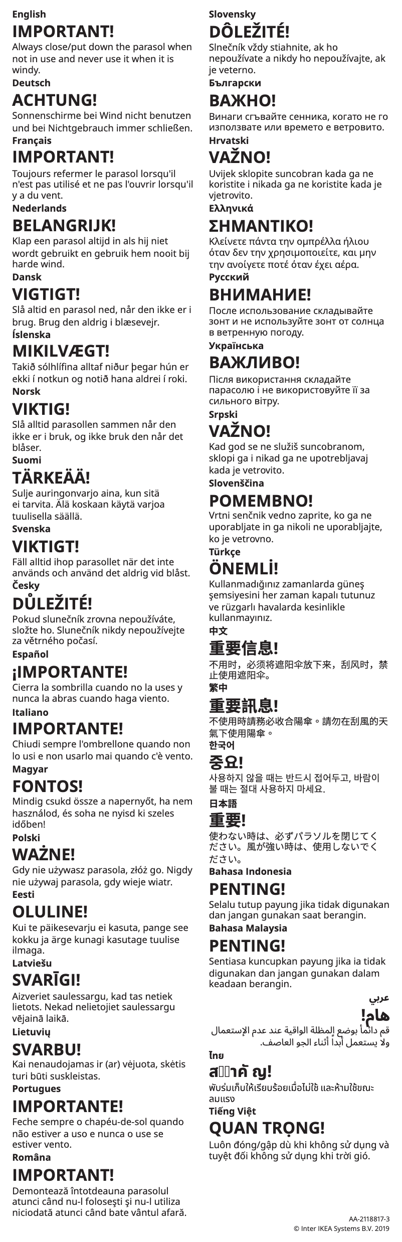 Imagen de la primera página del manual del dispositivo STRANDÖN 205.428.17