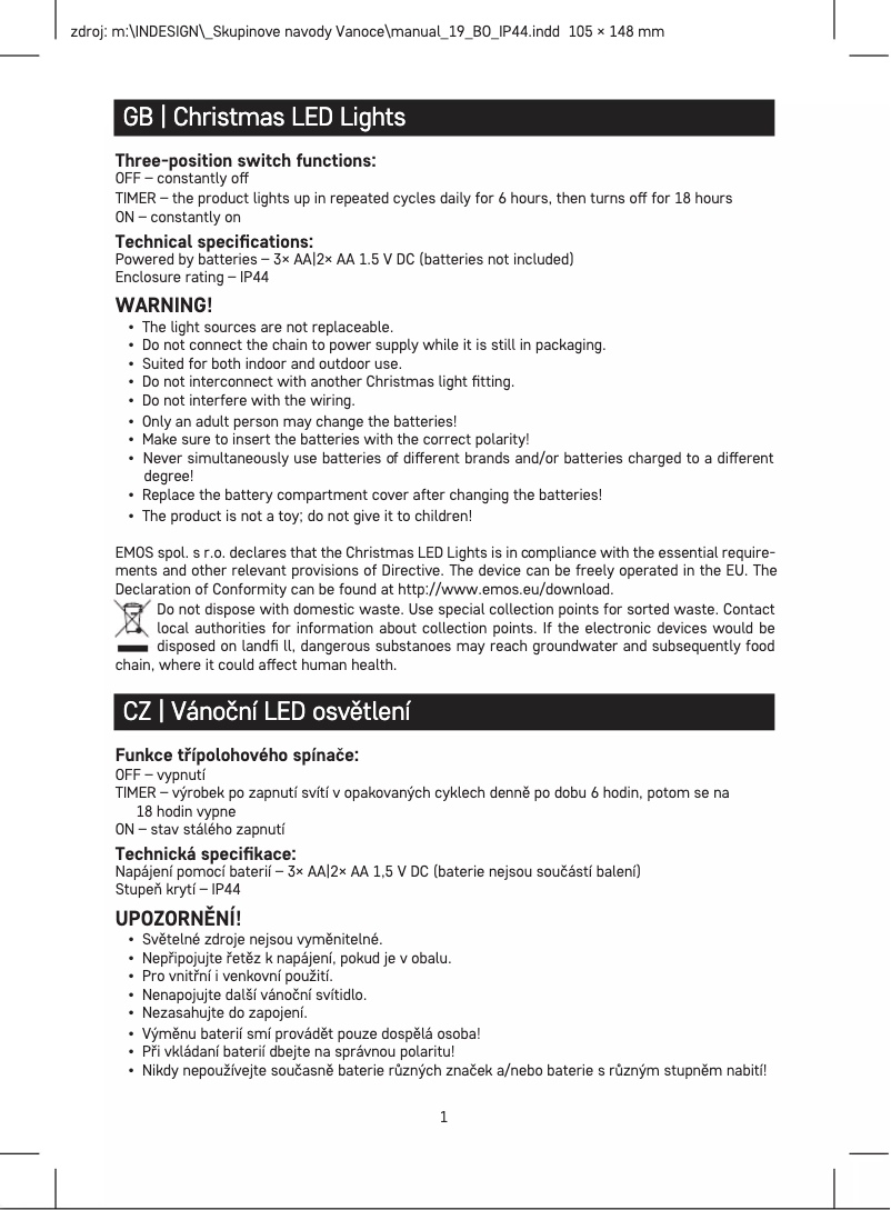 Page 1 de la notice Manuel utilisateur Emos D4FC03