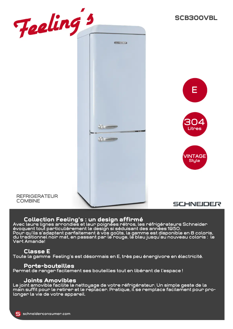 Page 1 de la notice Fiche technique Schneider SCB300VBL