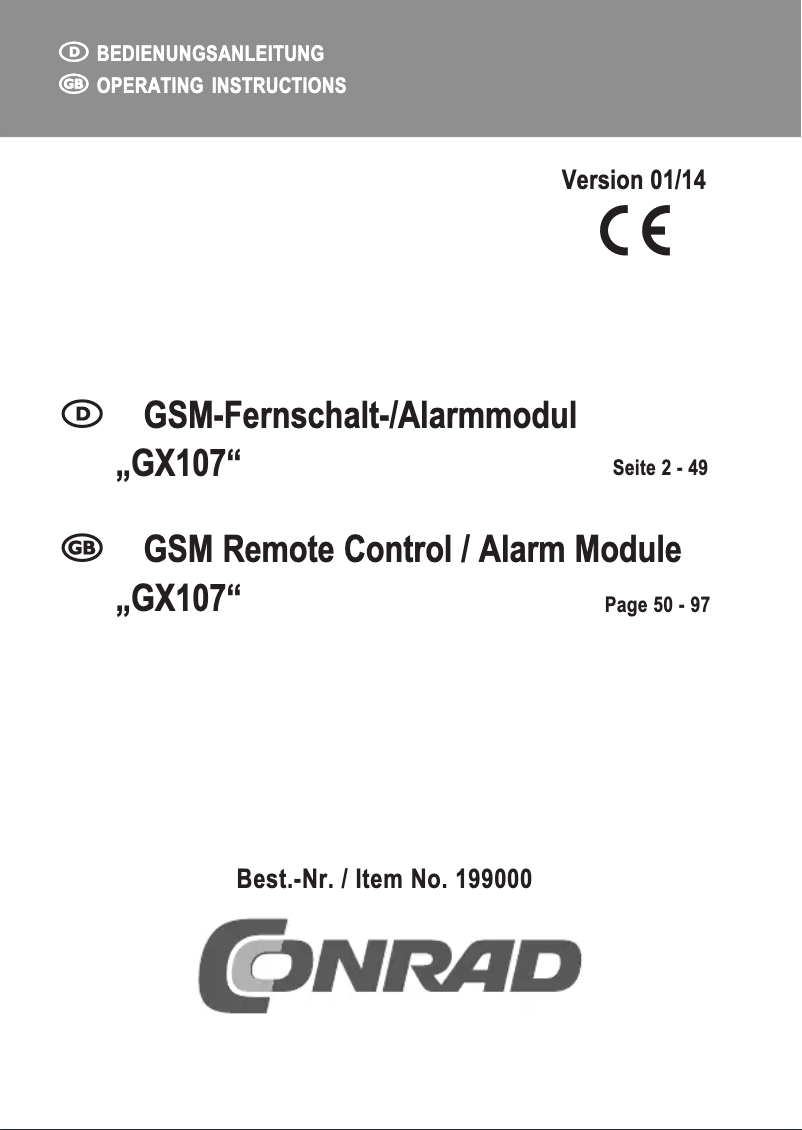 Page 1 de la notice Manuel utilisateur Conrad GX107