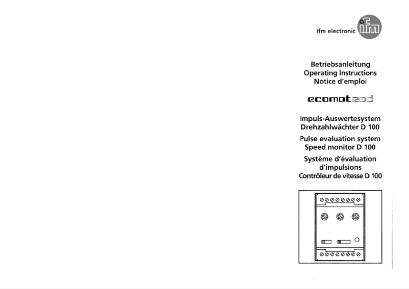 Page 1 de la notice Manuel utilisateur IFM DD0031