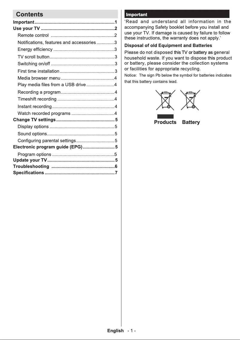 Page 1 de la notice Manuel utilisateur Philips 28PFL2908H
