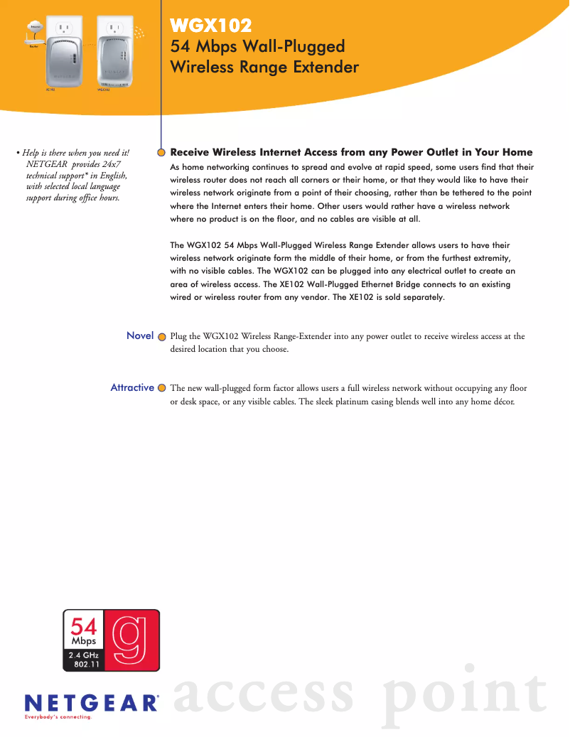 Page n°1 - Fiche technique Netgear WGX102