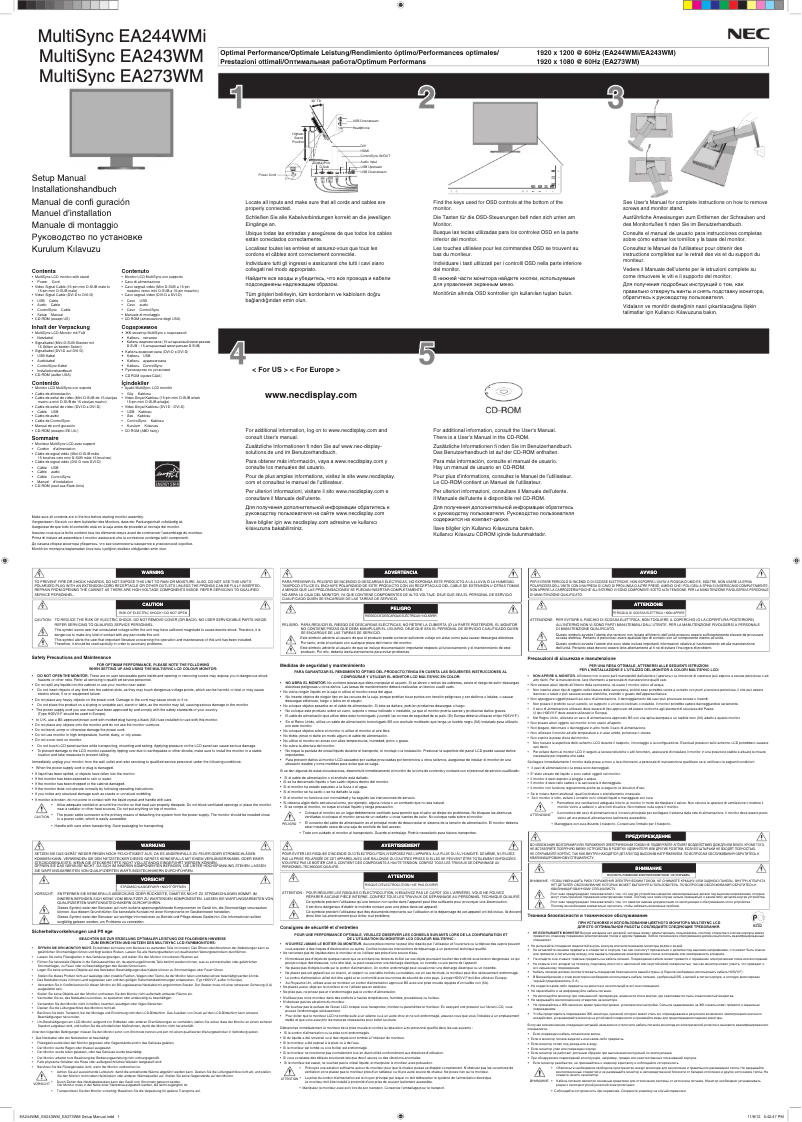 Página 1 del manual Manual de usuario NEC MultiSync EA244WMi