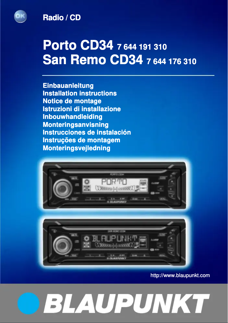 Page 1 de la notice Manuel utilisateur Blaupunkt Porto CD34
