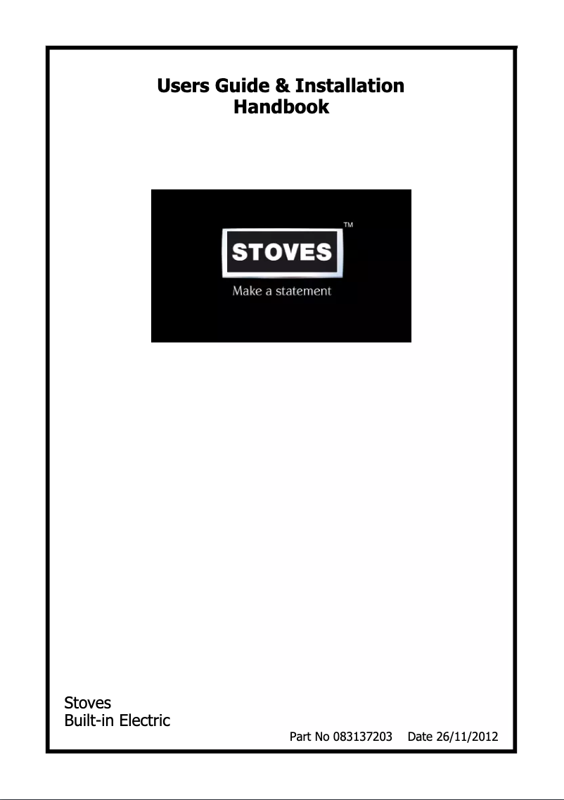 Page 1 of the manual User Manual Stoves SEB600FPS