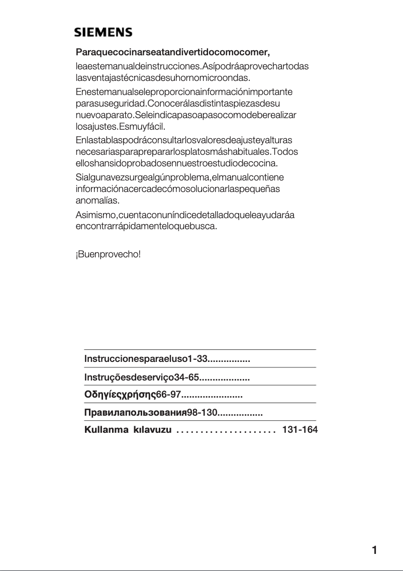 Page 1 de la notice Manuel utilisateur Siemens HF15M240