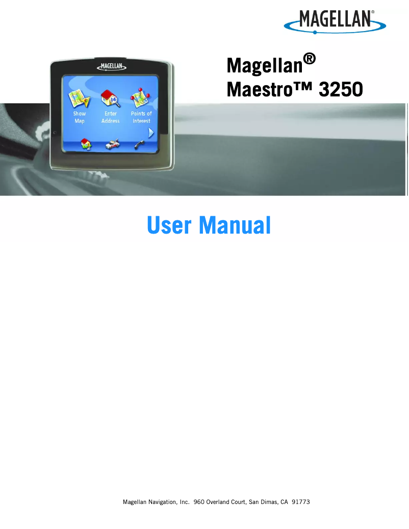 Page n°1 - Manuel utilisateur Magellan Maestro 3250