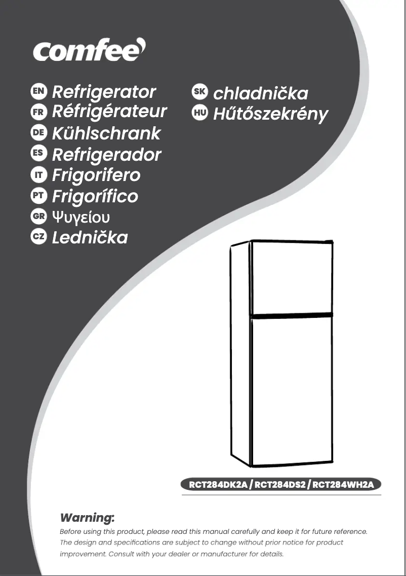 Page n°1 - Manuel utilisateur Comfee RCT284DS2