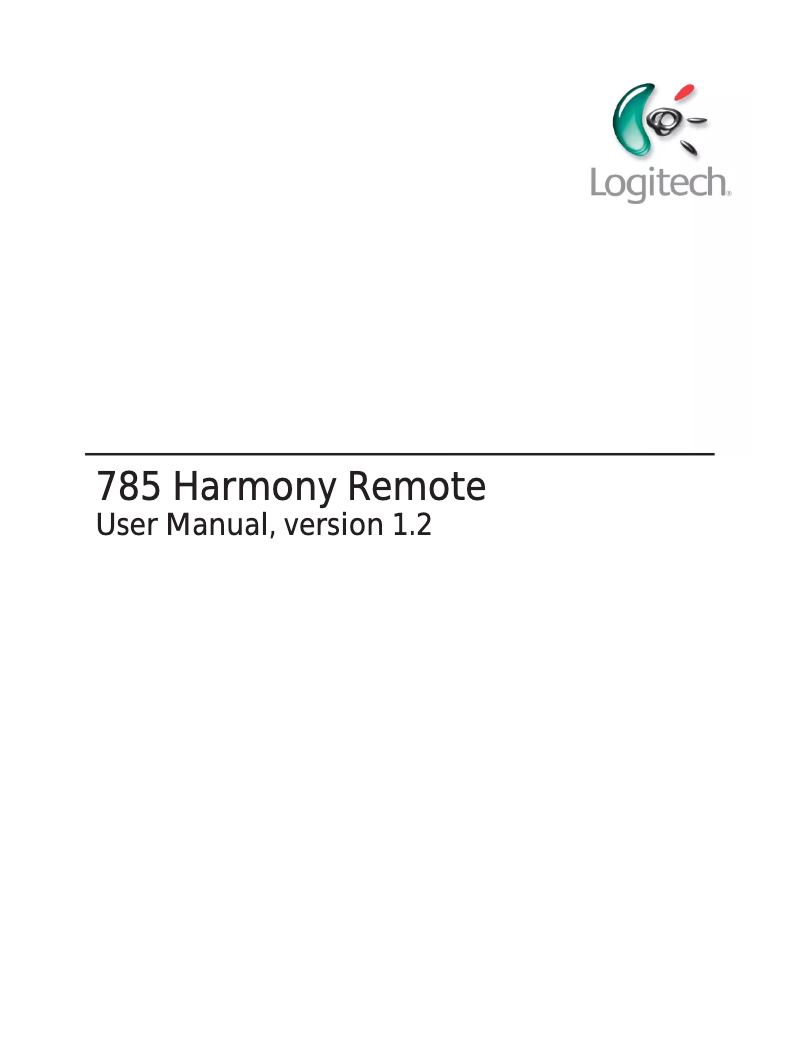 Page n°1 - Manuel utilisateur Logitech Harmony 785