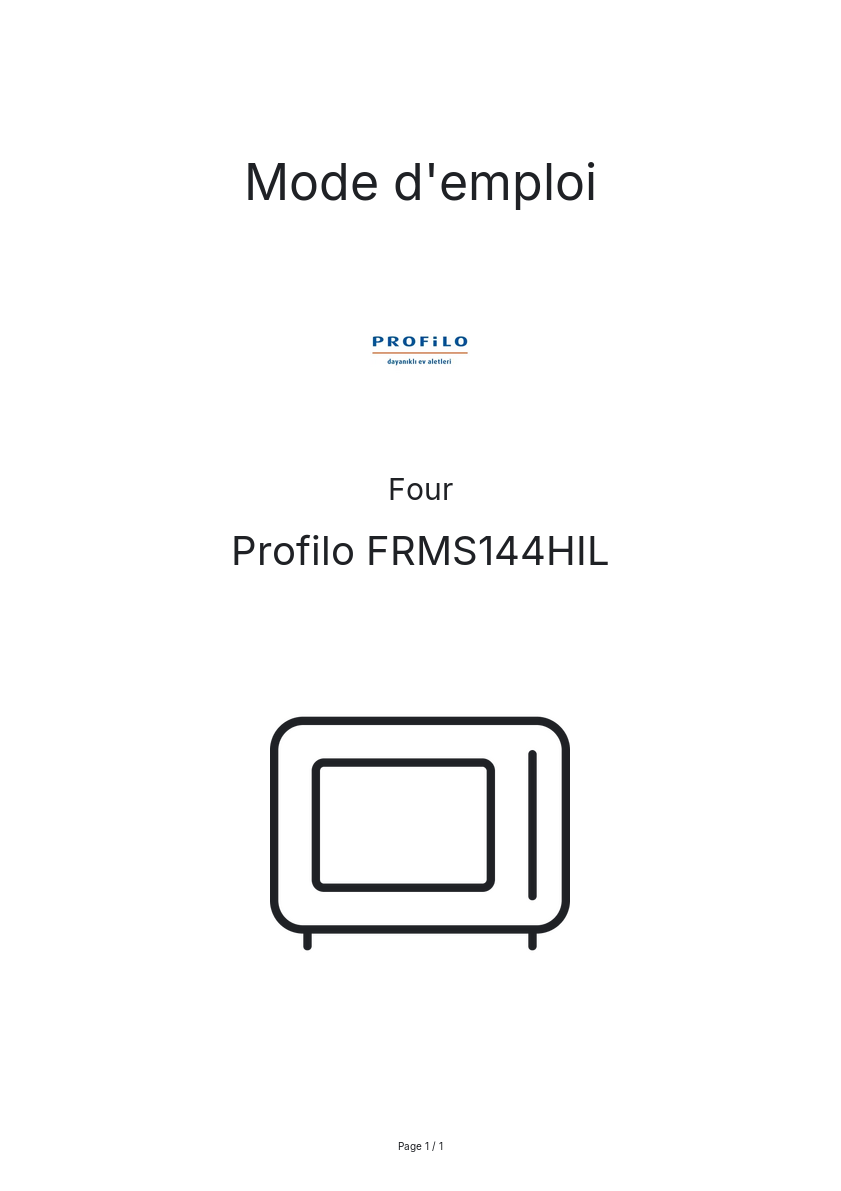 Image de la première page du manuel de l'appareil FRMS144HIL
