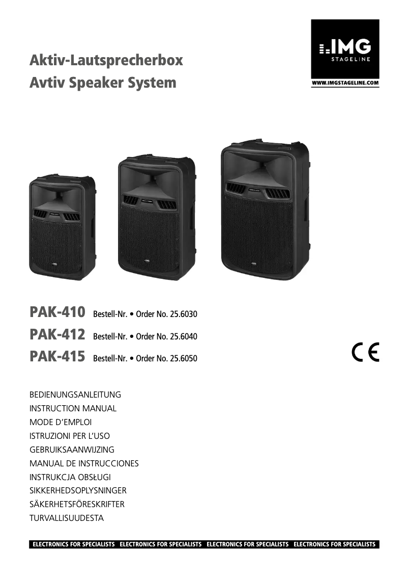 Page n°1 - Manuel utilisateur IMG Stageline PAK-412