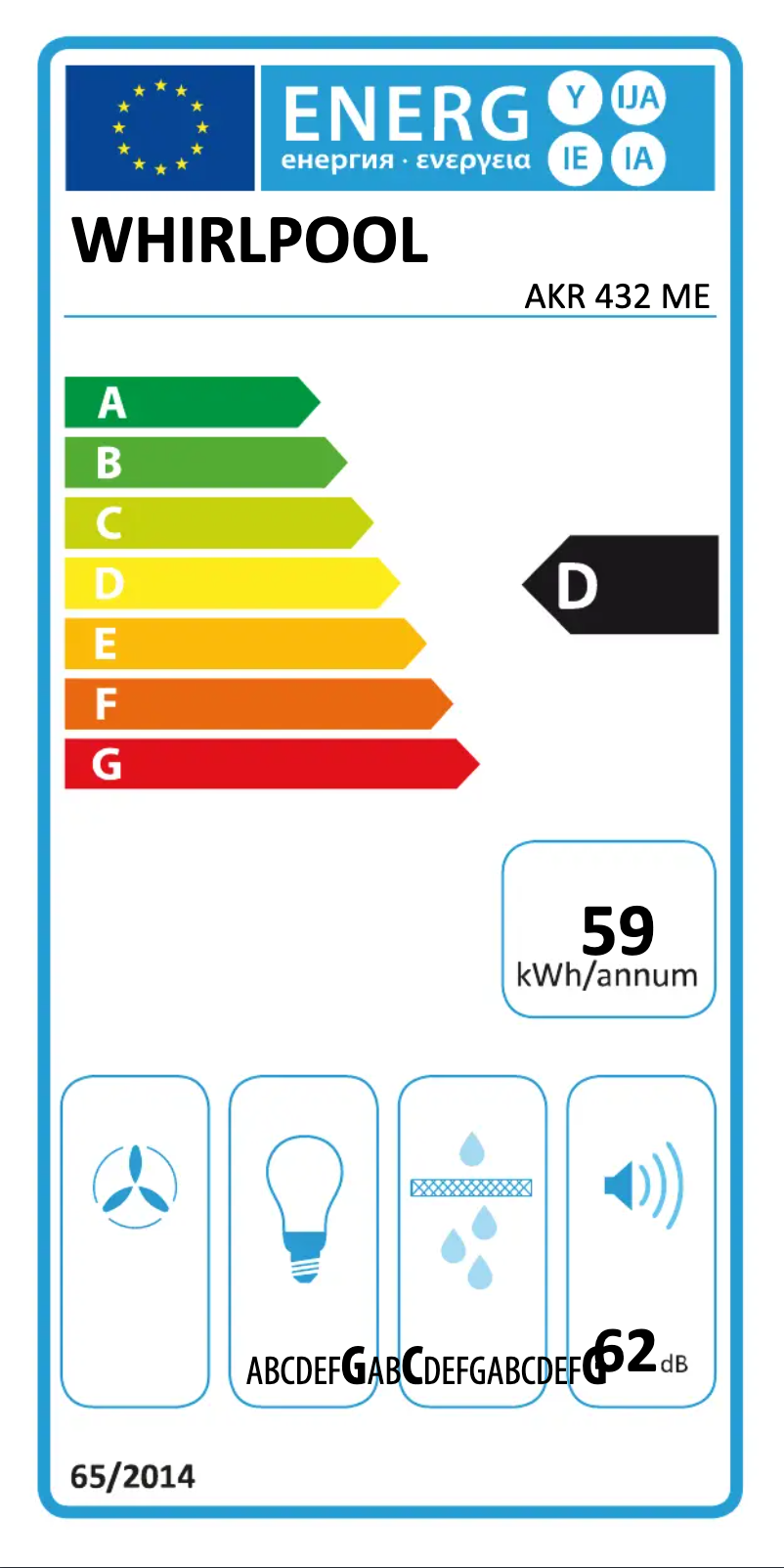Page 1 de la notice Label énergétique Whirlpool AKR 432 ME