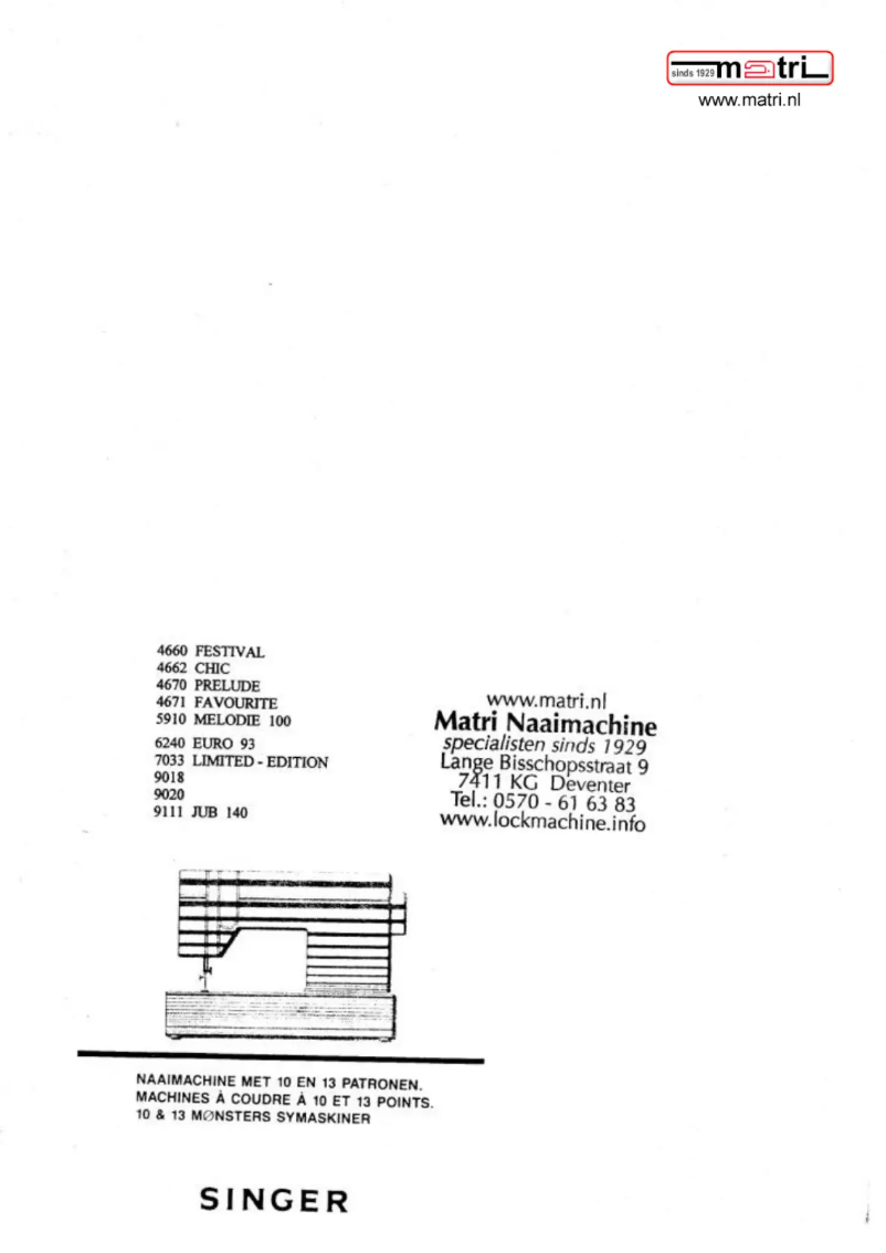 Page 1 de la notice Manuel utilisateur Singer 6240 Euro 93