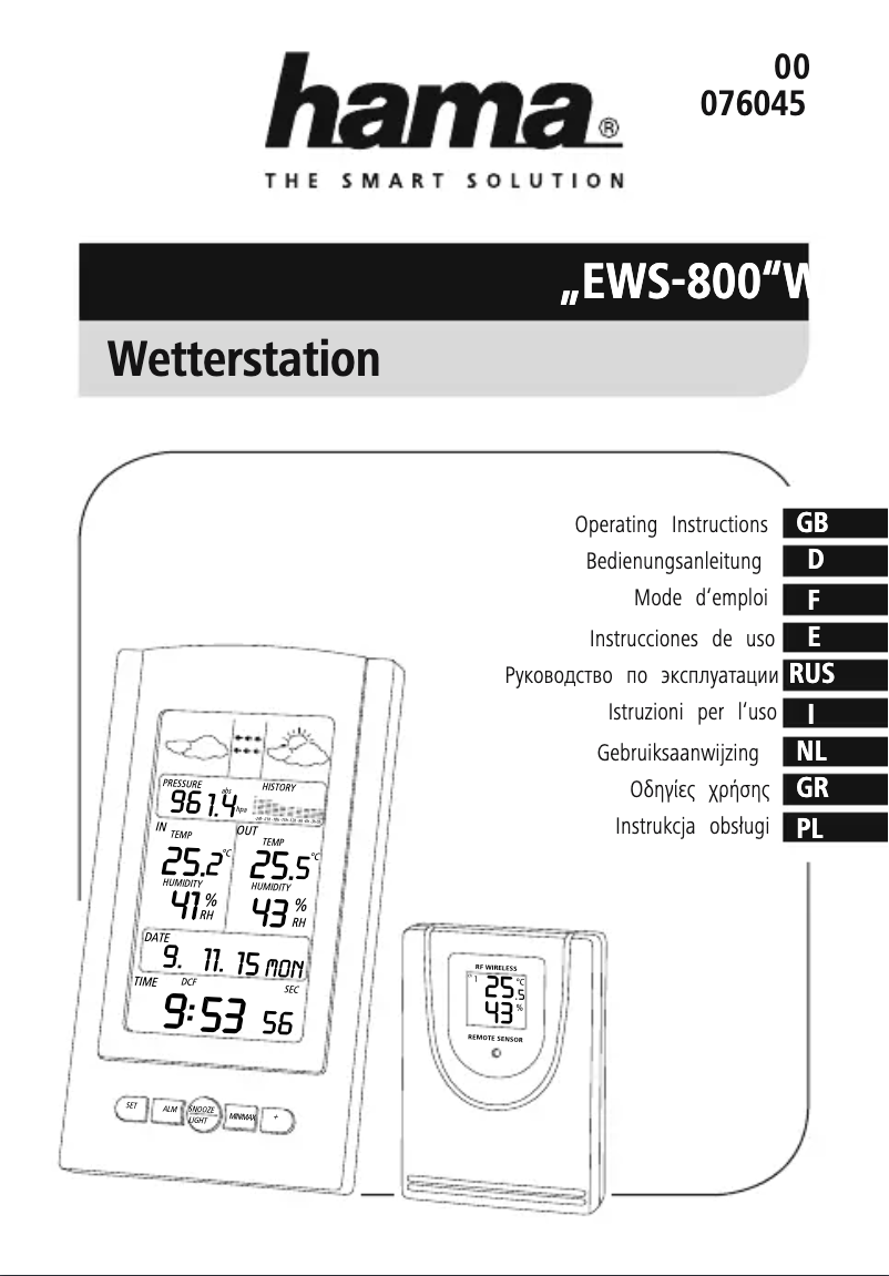 Image de la première page du manuel de l'appareil EWS-800