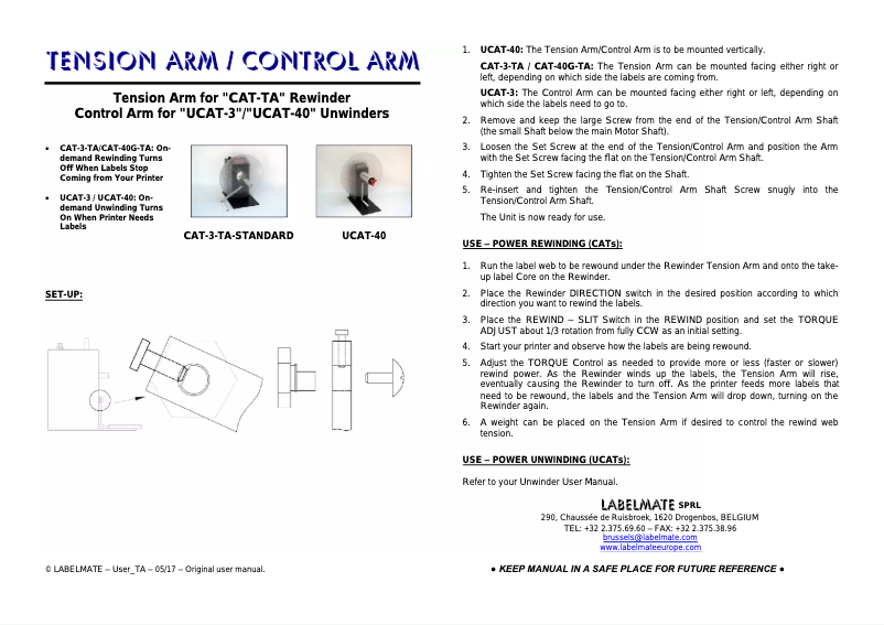 Page n°1 - Manuel utilisateur Labelmate CAT-40G