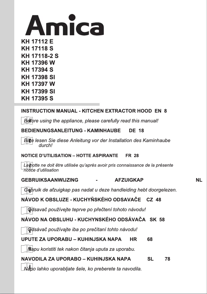 Page 1 de la notice Manuel utilisateur Amica KH 17398 Si