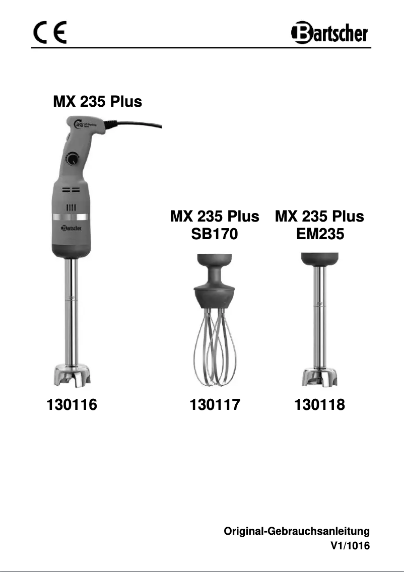 Page 1 de la notice Manuel utilisateur Bartscher EM235