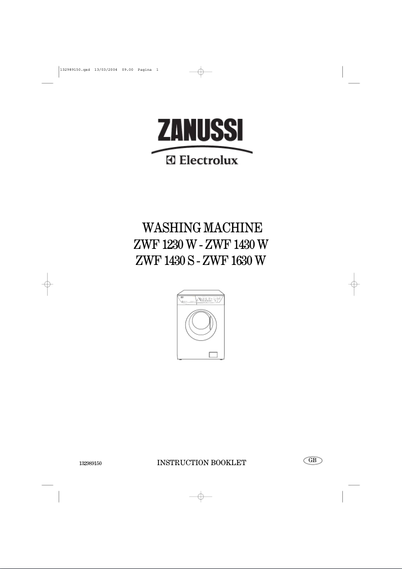 Page n°1 - Manuel utilisateur Zanussi ZWF1230W