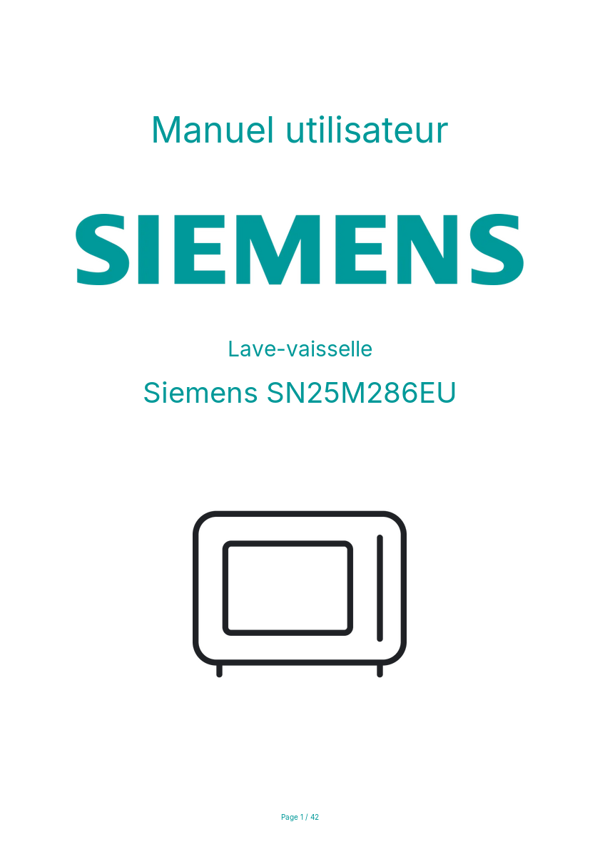 Page n°1 - Manuel utilisateur Siemens SN25M286EU