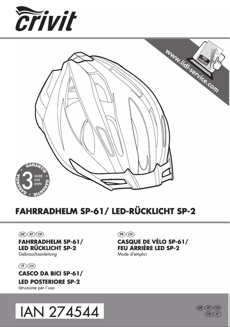 Page 1 de la notice Manuel utilisateur Crivit SP-61