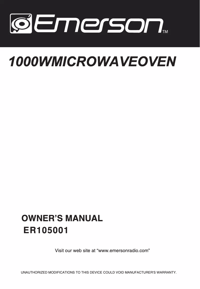Page n°1 - Manuel utilisateur Emerson ER105001
