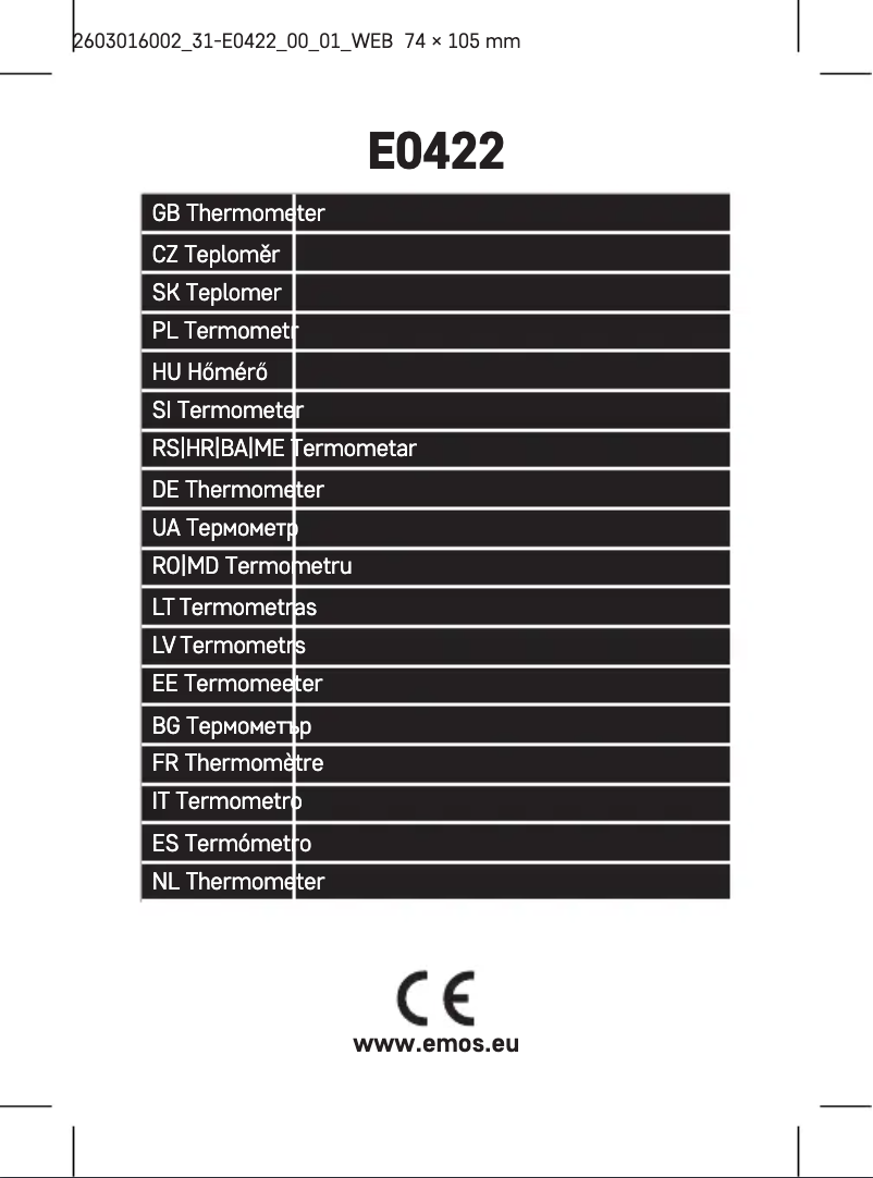 Page n°1 - Manuel utilisateur Emos E0422