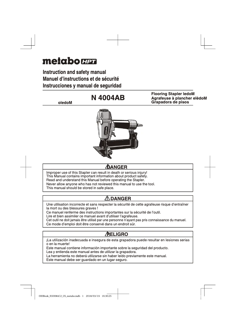 Page 1 de la notice Manuel utilisateur Metabo N4004AB