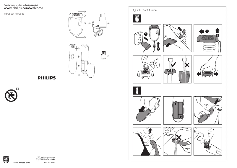 Page 1 de la notice Manuel utilisateur Philips Satinelle Essential HP6549
