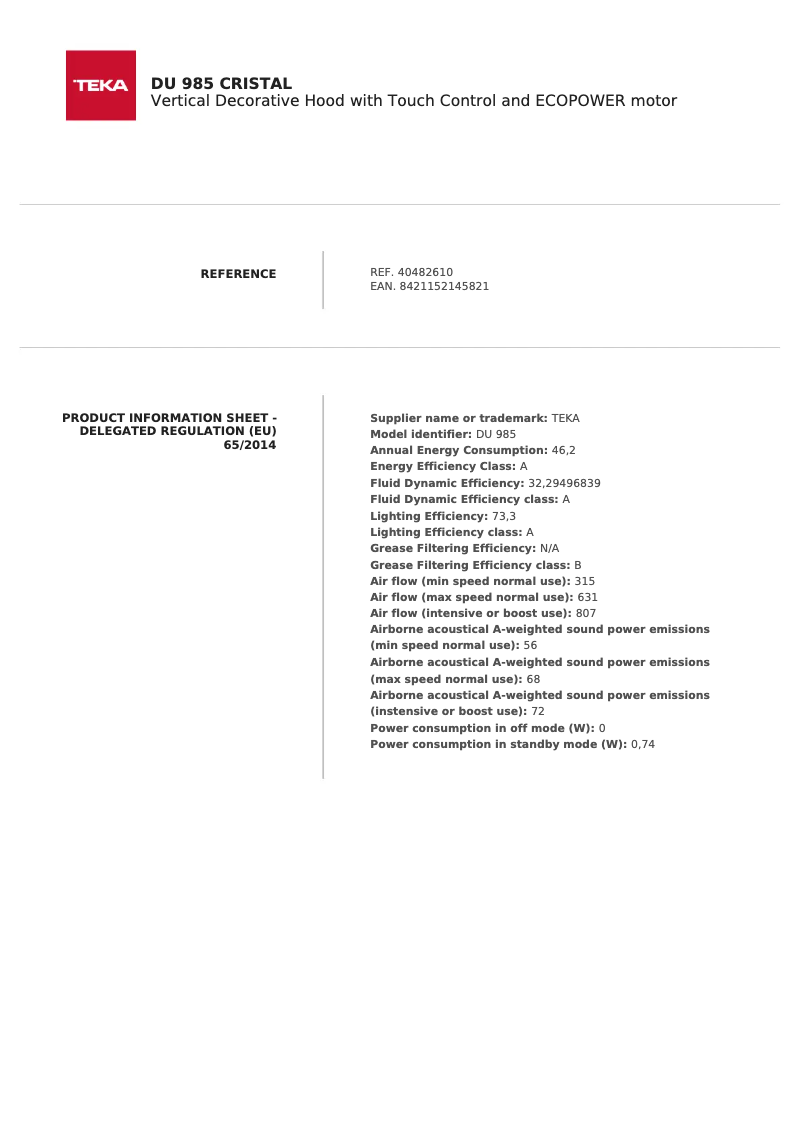 Image de la première page du manuel de l'appareil DU 985