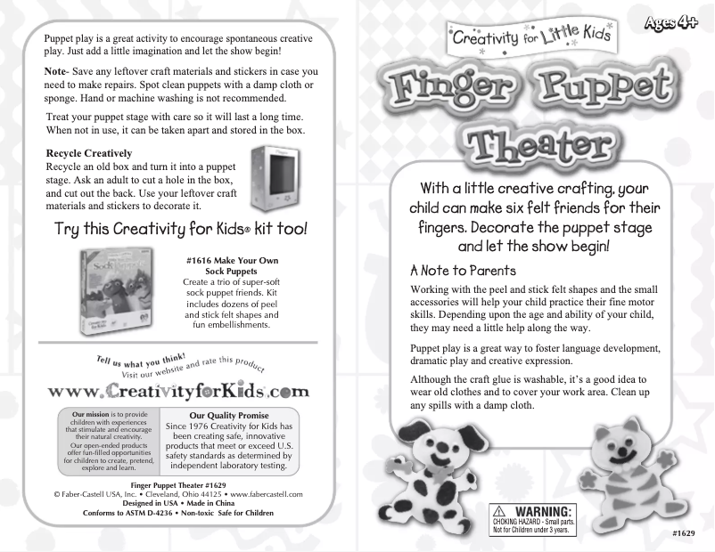 Page 1 de la notice Manuel utilisateur Faber-Castell Finger Puppet Theatre