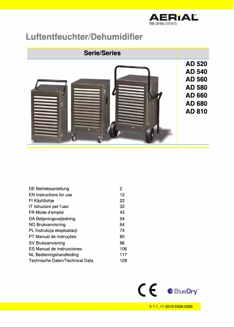 Page n°1 - Manuel utilisateur Aerial AD 580