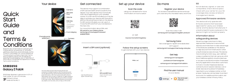 Image de la première page du manuel de l'appareil Galaxy Z Fold 4