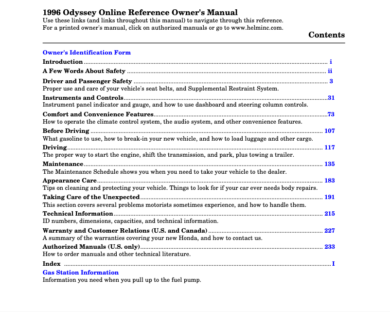 Image de la première page du manuel de l'appareil Odyssey (1996)
