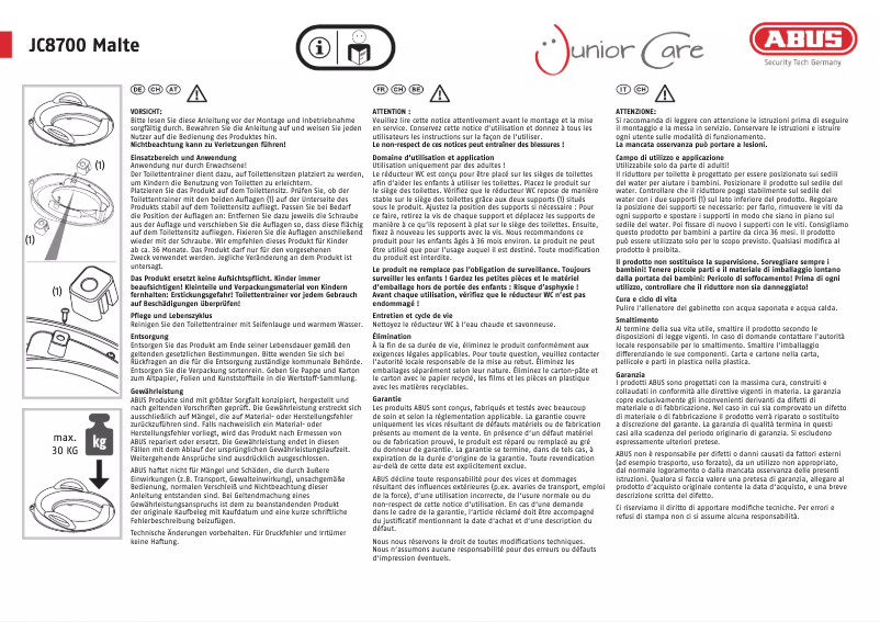 Page 1 de la notice Manuel utilisateur Abus Malte JC8700