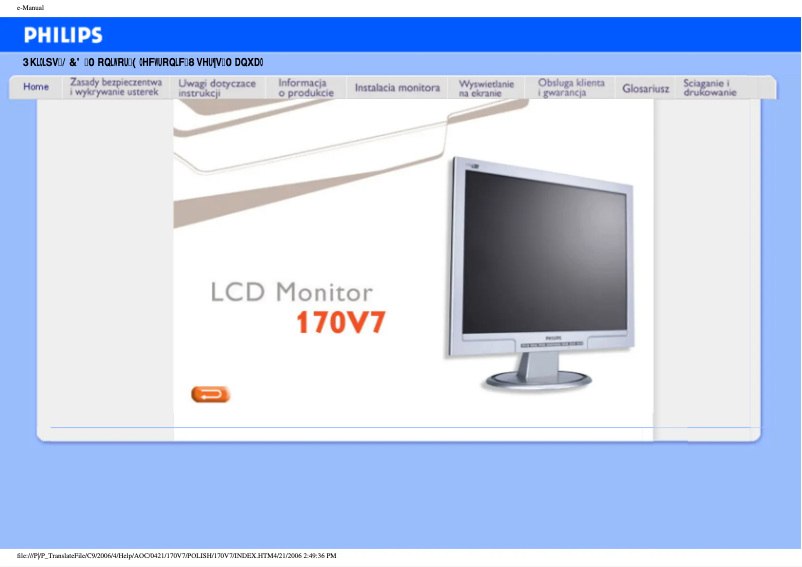 Page n°1 - Manuel utilisateur Philips 170V7FB