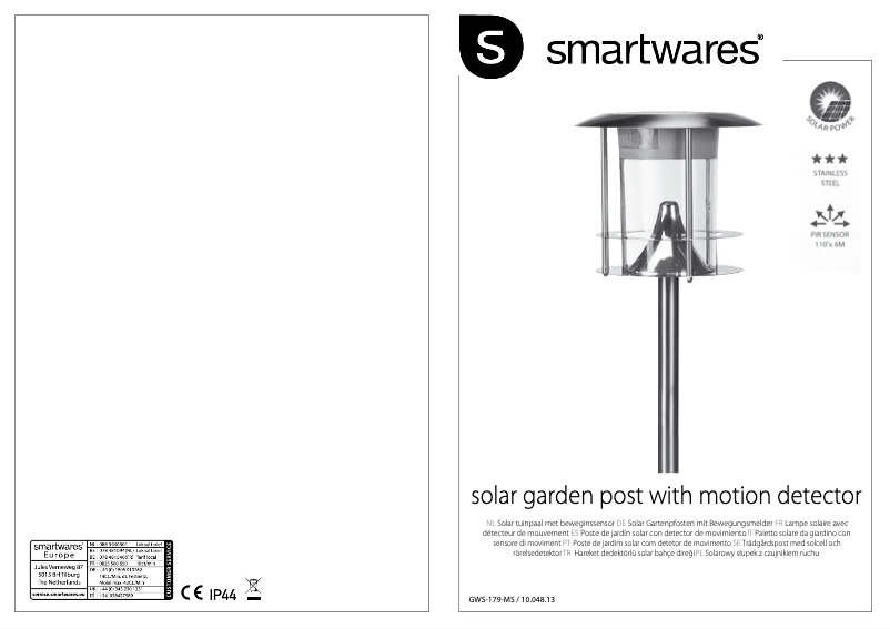 Page 1 de la notice Manuel utilisateur Smartwares 10.048.13