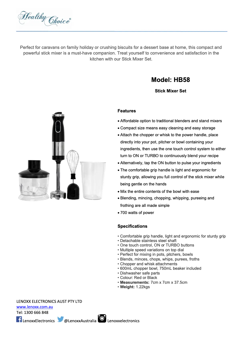 Image de la première page du manuel de l'appareil HB57