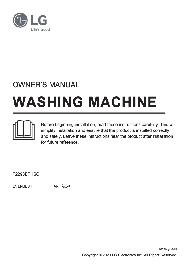 Page 1 de la notice Manuel utilisateur LG T2293EFHSC