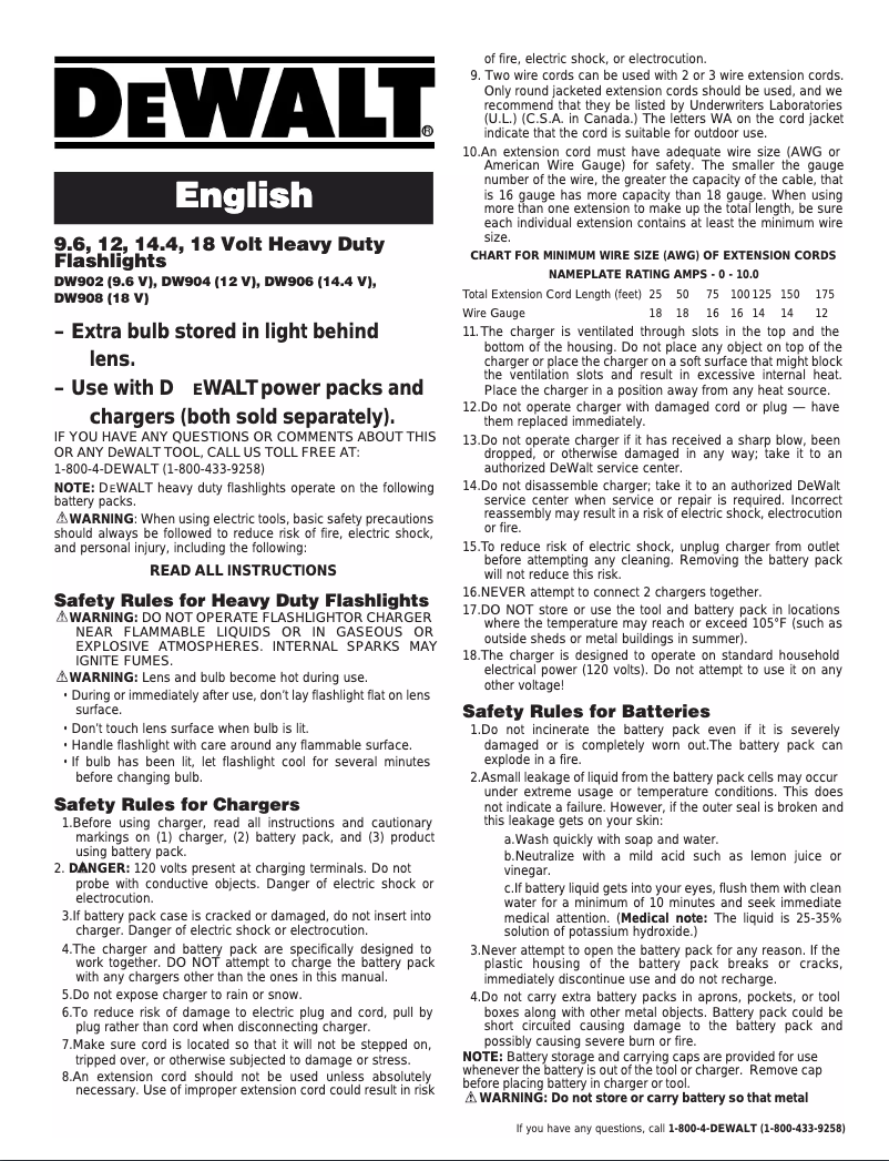 Page n°1 - Manuel utilisateur DeWalt DW902