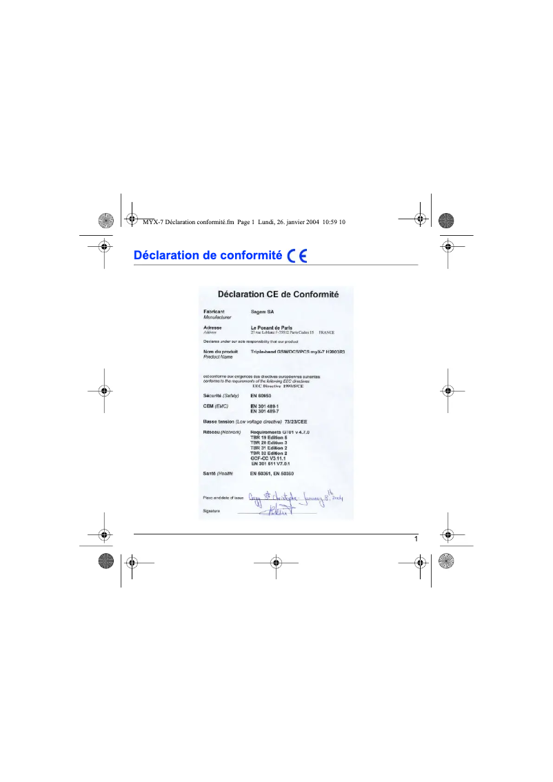 Image de la première page du manuel de l'appareil myX-7