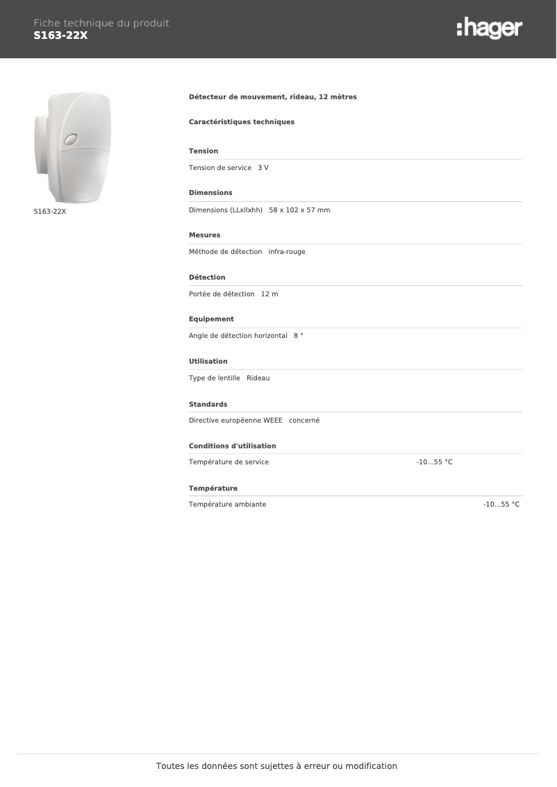 Image de la première page du manuel de l'appareil S163-22X