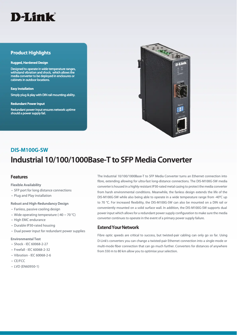 Image de la première page du manuel de l'appareil DIS-M100G-SW