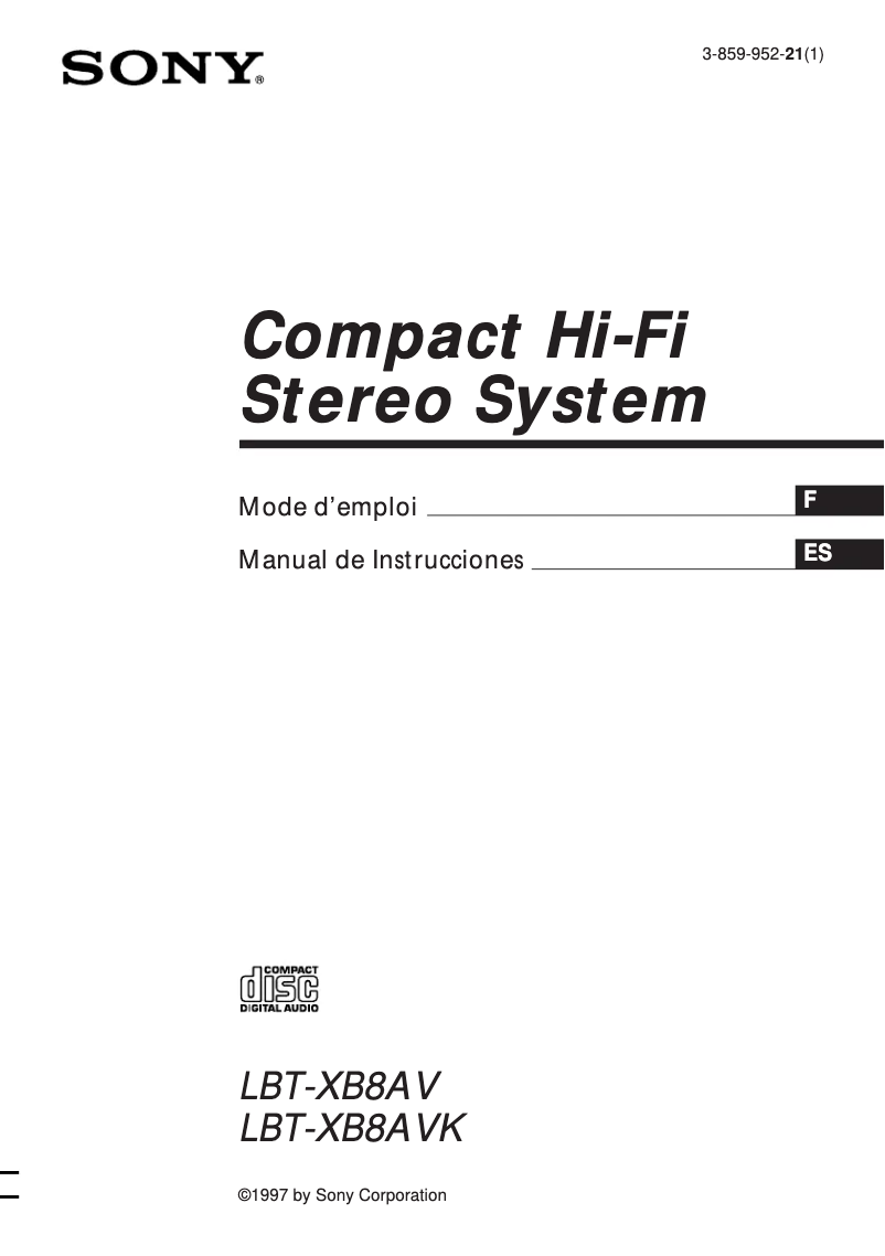 Page n°1 - Manuel utilisateur Sony LBT-XB8AVK