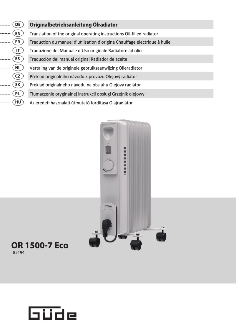 Image de la première page du manuel de l'appareil OR 1500-7 Eco