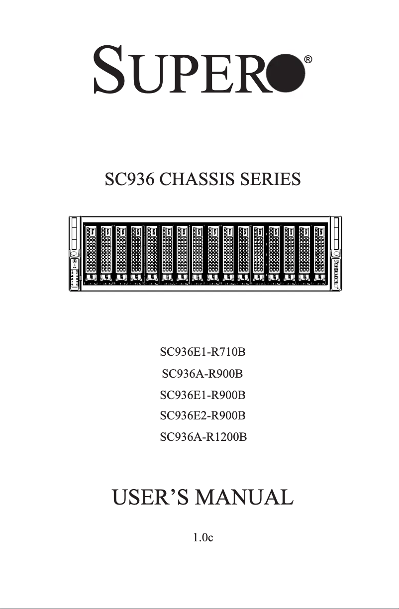 Page 1 de la notice Manuel utilisateur Supermicro SuperChassis SC936E16-R1200B