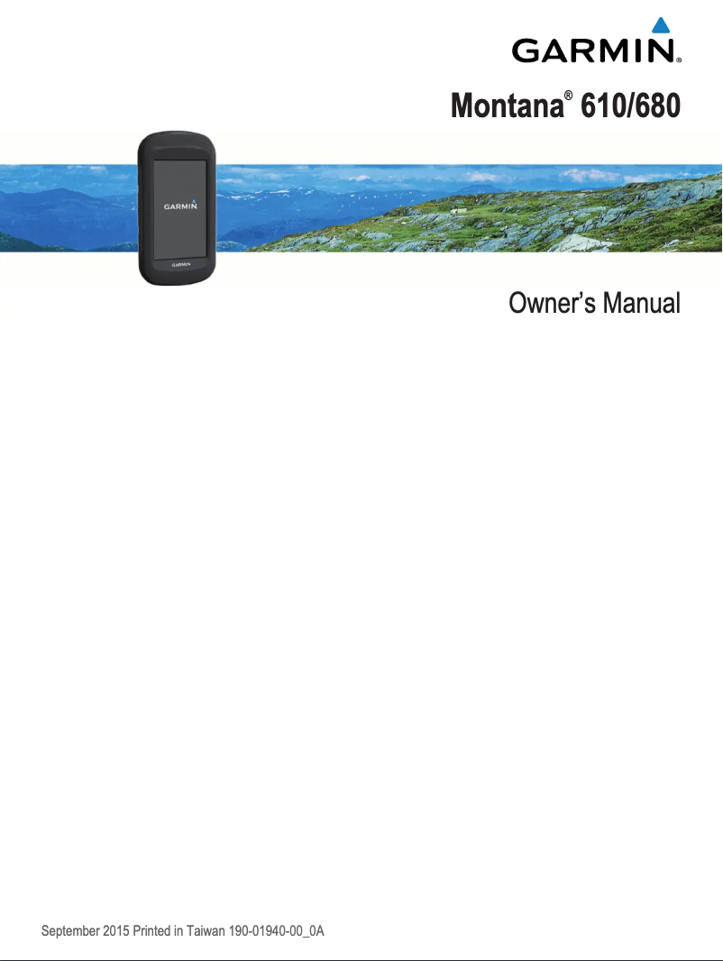 Page 1 de la notice Manuel utilisateur Garmin Montana 680t PRO