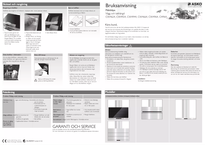 Page n°1 - Manuel utilisateur Asko CW4944