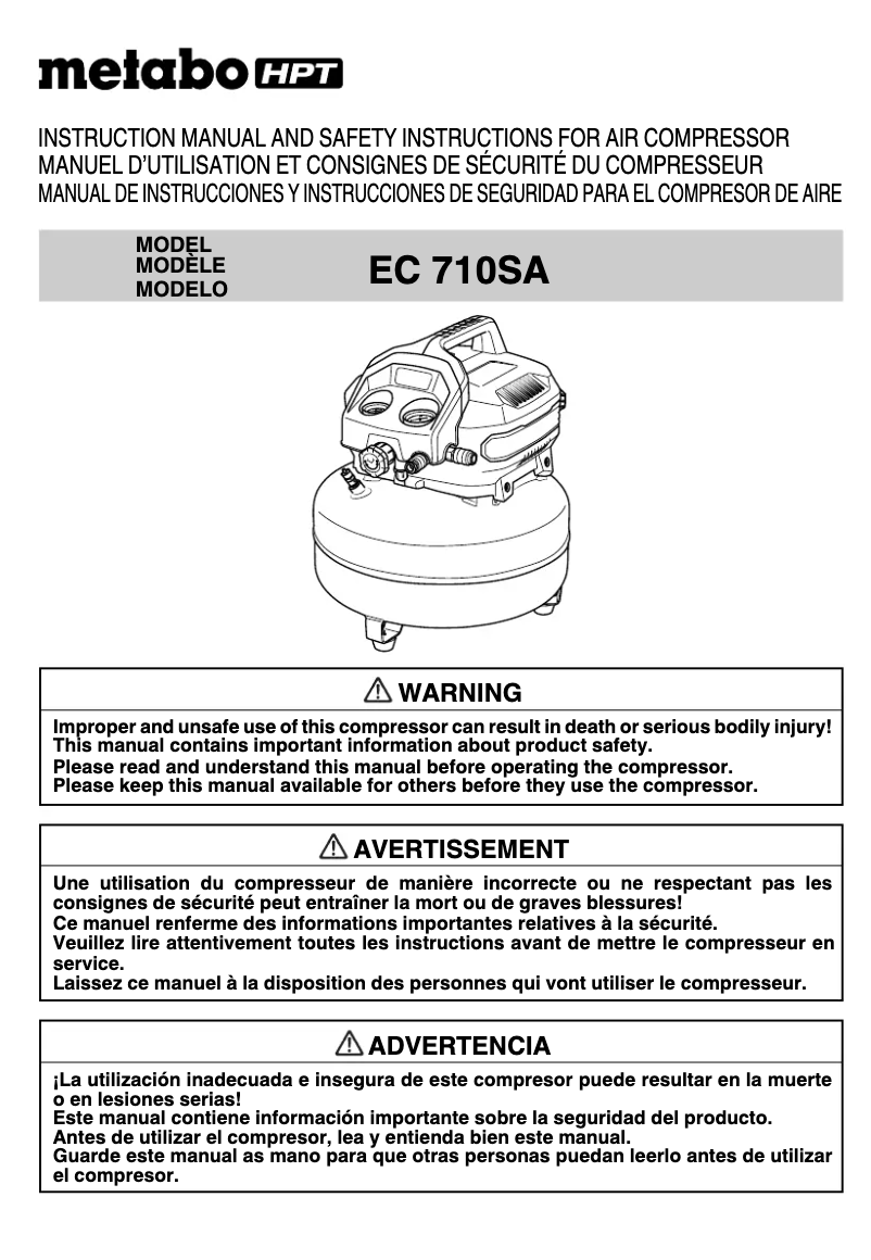 Image de la première page du manuel de l'appareil EC710SA